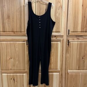 Old Navy Black Ribbed Bohemian Loungewear Versatile Jumpsuit with Button Accents